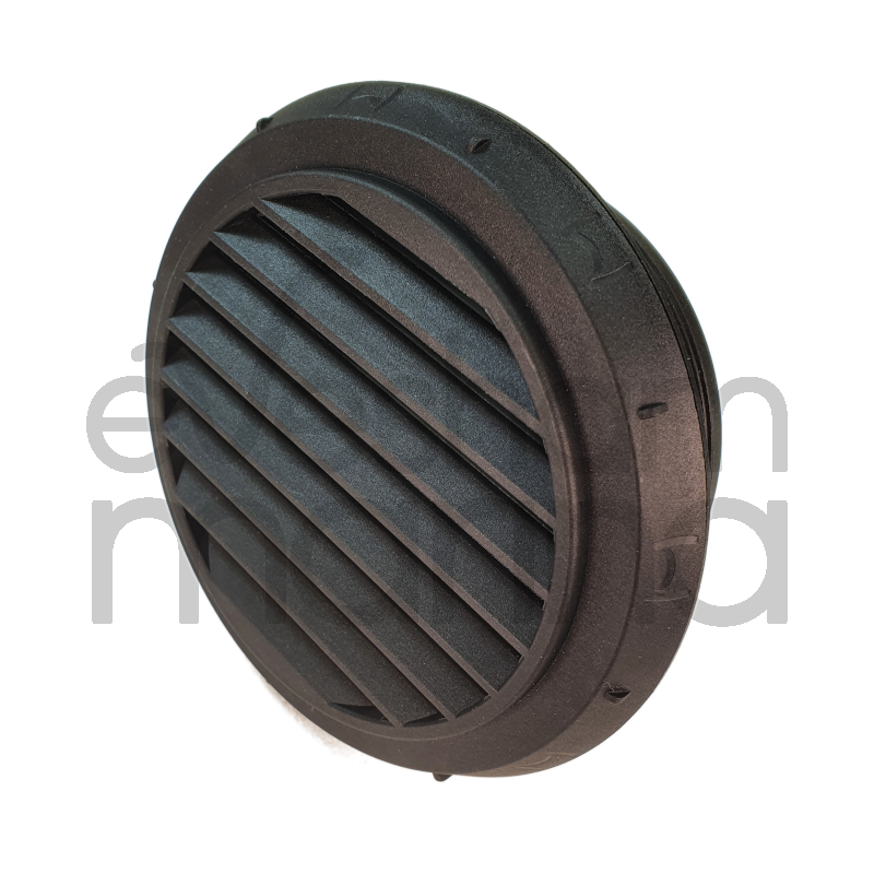 A 90mm black outlet with a 45 degree vent